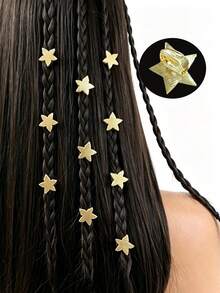 10pcs Women's Alloy Five-Pointed Star Hair Clips Braided Hair Clips Women's Hair Accessories Wedding Hair Accessories Summer Beach Seaside Resort Hair Accessories Hair Clips - Gold - View 1