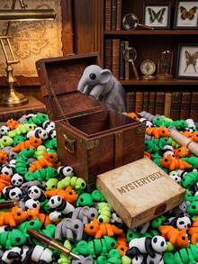 Caja sorpresa de animales del bosque articulados impresos en 3D, mini figuras móviles de dinosaurio, panda, elefante, rana, camaleón y oruga, juguetes coleccionables lindos para alivio del estrés sensorial, recuerdos educativos para fiestas para niños y niñas, útiles escolares - Multicolor - Ver 2