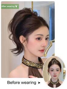 Synthetic Hair Bun Hair Piece,Synthetic Ponytail Extension, Synthetic Fake Buns Hairs Extensions, Buns Hairpieces For Women Daily Wear - Multicolor - View 3