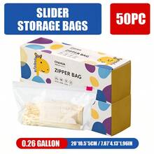 60pcs/50Pcs/45Pcs/25Pcs/15Pcs Assorted Sizes Ziplock Food Storage Bags In Dispenser Box, Leakproof Reusable Seal Bags With Cute Cartoon Prints, Easy-Tear Clear Plastic Food Bags For Snacks Fruits Vegetables Meal Prep Travel Organization - Yellow - View 20