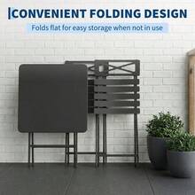 GOCAPTAIN Foldable & Weather-Resistant | 3-Piece Small Dining Table Patio Furniture - Square Iron Table And 2 Chairs - Compact Outdoor/Indoor Garden Dining Set - Space-Saving, Durable, Easy To Store - Black - View 5