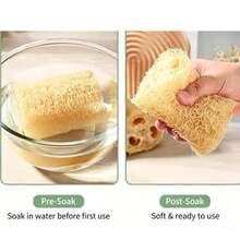 Natural Loofah Body Exfoliating Sponge, Organic Bath Brush, Suitable For Kitchen, Bathroom, Spa And Restaurant, Suitable For Sensitive Skin, Spa Essential, Kitchen Cleaning Sponge, Fragrance-Free, Bath Sponge And Bathroom Accessories - Quantity - View 4