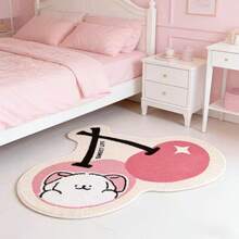 1 pieza Alfombra decorativa con forma de perro cereza, alfombra, tapete, alfombra para sala de estar, alfombra para dormitorio, alfombra de área - Multicolor - Ver 2