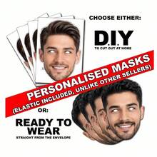 1/36pcs Personalized Photo Masks – DIY Or Ready To Wear – Customized Set Suitable For Bachelor Party, Birthday Party, Back To School, Unique Gift, Photo Booth Props - Multicolor - View 3
