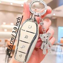 Bling Rhinestone Key Lanyard Buckle, Protective Key Fob Shell Compatible With BYD ATTO3 Song Plus Dolphin Tang DM Qin Yuan Pro E9, Stylish Keyless Car Remote Accessories - Multicolor - View 3