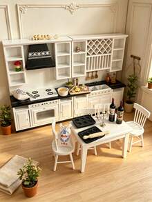 1 Set 19.5cm 1:12 Dollhouse Miniature Luxury Mini Fun Dollhouse Furniture Decor, Full Set Kitchen Scene Miniature Items, Suitable For Soft Decor Scene Matching; Adult Women Collection Atmospheric Item, Desktop Micro Landscape, Four Seasons Kitchen Scene Decoration - Multicolor - View 7