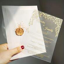 20/30pcs Personalized Laser Engraved Wedding Invitations - Name & Date, Gold Font & Wedding Party Details (Guest List/Reception Plan) - Elegant Acrylic Ceremony Cards, Suitable For Bride & Groom - No Envelopes Included, Christmas, New Year - Gold-edged Greeting Card - View 5