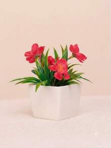 3/1pc Artificial Plant Ball Chrysanthemum Mini Potted Plant - Suitable For Indoor Office Desk Coffee Table Bathroom Bedroom Home Decor. Garden Flower Stand Decoration Ornament,Random Style Shipment,Christmas Decorations, Christmas Gifts - Baby Pink - View 9