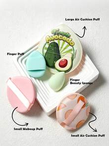 5pcs Makeup Sponge Set, Includes Cloud-Shaped Cartoon Powder Puff, Mini Makeup Sponge, Finger Cushion Powder Puff And Portable Fruit Makeup Powder Puff, Dual-Use Dry And Wet Multi-Function Makeup Tools, Suitable For Beginners And Students, Ideal Gift Choice - Multicolor - View 3