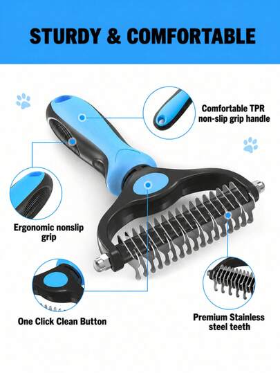 Pet Grooming Comb For Cats And Dogs, Dual-Sided Undercoat Rake For Hair Grooming, Large Size Dematting Tool To Manage Loose Hair And Tangles