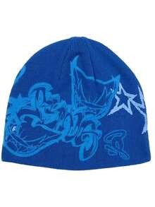 1pc Or 2pcs Gothic Style Men's Embroidered Scarf & Knit Hat, Fashion Street Ski Hat, Warm And Versatile, Suitable For Cold Weather, Loose Fit - Multicolor - View 15