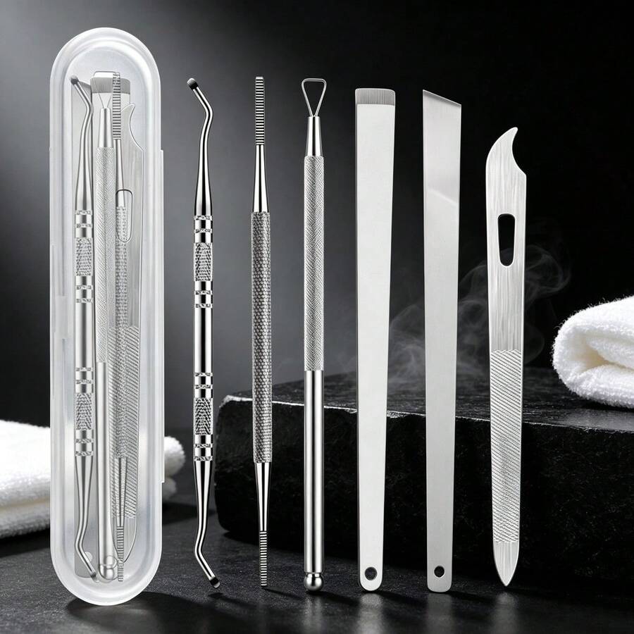 6 In 1 Stainless Steel Pedicure Tools Set, Professional Foot Care Kit Dead Skin Callus Remover Ingrown Toenail Cleaner Cuticle Trimmer With Portable Storage Box For Home Salon Use - Multicolor - View 1