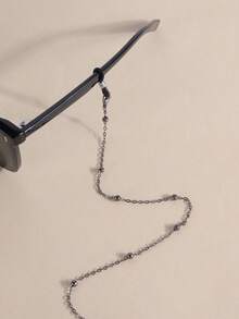 1pc Gun Black Vintage Metal Bead Glasses Chain, Minimalist Chain Design, Unisex Daily Commute Travel Versatile Eyewear Accessory - Gun Black - View 3