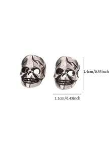 Vintage Punk Skull Ear Clips, No Piercing Required, Antique Silver Gothic Skull Clip Earrings, Unisex Non-Pierced Ear Jewelry, Suitable For Halloween Cosplay, Rock Party And Daily Street Wear, Ideal Holiday Gift - Multicolor - View 10