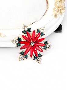 1pc Designer Exquisite Flower Brooch, Fashionable Elegant Women's Cardigan Coat Brooch Accessory - Red - View 4