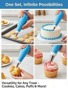 Piping Bags And Tips Set, 120 Pcs Cake Decorating Kit With 100 Disposable Piping Bags, Reusable Icing Bag, Frosting Tips, Couplers, Cake Scrapers - White - View 6