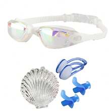 Professional Swimming Goggles Set With Silicone Nose Clip And Earplugs, Pool Universal, Goggles + Shell-Shaped Storage Box + Nose Clip + Earplugs Set - Multicolor - View 12