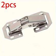2pcs Stainless Steel Concealed Cabinet Hinges, 90° Spring Buffered, Surface Mount No Drilling With Screws, Quiet Soft Close Design, Suitable For Frameless Doors, Durable Metal Texture, Easy Assembly - Multicolor - View 8