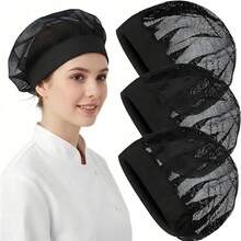 3pcs Women's Chef Hats, Adjustable Cooking Chef Hats, Food Service Hair Nets, Reusable & Washable Kitchen Chef Hats - Multicolor - View 2