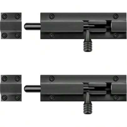 2 Pack 5" Black Aluminum Slide Bolt Gate Latch, Barrel Bolt For Fence Shed, Barn Door