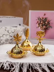 Gold-Plated Hollow Incense Holder 3 Optional Lids Luxury Home Decor Incense Burner - Multicolor - View 10