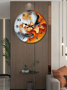 10/12-Inch Boho-Chic Ginkgo Leaf Wall Clock - Round Silent Flat Design In Wooden, European And Style - Batteries Not Included - A - View 8