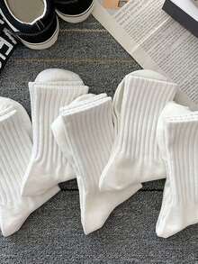 40/20/10/5/1 Pair Unisex Comfortable Sports Socks, Men's Long Socks Suitable For Sports Training, Women's Long Socks Suitable For Daily Casual Business, Antibacterial Soft, Black And White Color, Odor-Resistant Moisture-Wicking Breathable, Lightweight Comfortable, Suitable For Autumn/Winter Season, - Multicolor - View 2