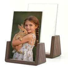 2pcs Acrylic Transparent Display Stand, Solid Wood U-Shaped Base Sign Holder, Horizontal And Vertical Detachable Slide-Out, Suitable For Pictures, Certificates, Various Displays, Promotional, Restaurant Menu, Documents, Photo Memorial, Office Or Desktop Display Stand, Home Decor, Certificate Display, Party Display - Multiple Specifications - View 3
