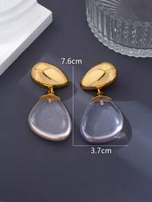 1 Pair European & American Fashion Exaggerated Personalized Asymmetrical Shape Elegant Elegant Transparent Acrylic Earrings - Silver - View 5