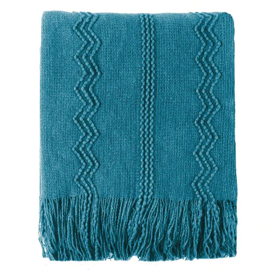 Summer Thin Breathable Knit Throw Home Decor - Lake Blue - View 1