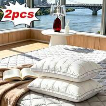 2 Pieces Light Luxury Hotel Same Style Sleep Pillow, High Elastic Soft Fit Neck, Suitable For Multiple Sleeping Positions With Comfort Support, Machine Washable And No Deformation, Bedding Universal For Bedroom And Homestay - 2PCS White - QUEEN - View 4