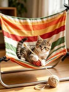 All Season Reversible Hanging Cat Hammock, Detachable, Machine Washable & Reusable, Suitable For Small To Medium Cats, Fits Living Room, Bedroom, Balcony And Cat House - Multicolor - View 3