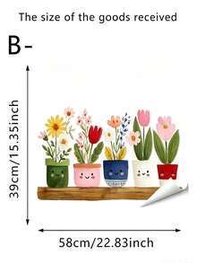 1pc Small Potted Plant Static Cling Window Sticker, Waterproof PVC Static Adhesion Glass, Green Plants & Flowers And Pots Double-Sided Print, Suitable For Coffee Shop Windows, Balcony Glass, Study Room Window Decoration, Bay Window Glass Beautification, Home Decor, Home Accessories, Back To School, Halloween, Christmas Gift Best Choice - Multiple Styles - View 11