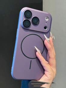 1件裝奢華金屬烤漆相機保護電鍍磨砂磁吸親膚手機殼，相容 iPhone 18 17 Pro Max Air 16 15 14 13 12 Pro Max Plus，支援無線充電 - 紫色 - 查看 3