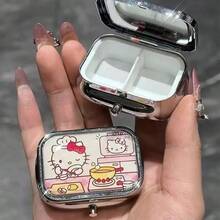 1 buah Kotak Penyimpanan Logam Sanrio Hello Kitty, Kotak Obat Sekat, Kotak Perhiasan Mini Kartun Lucu, Wadah Penyimpanan Kawaii - Satu ukuran cocok untuk semua. - View 10