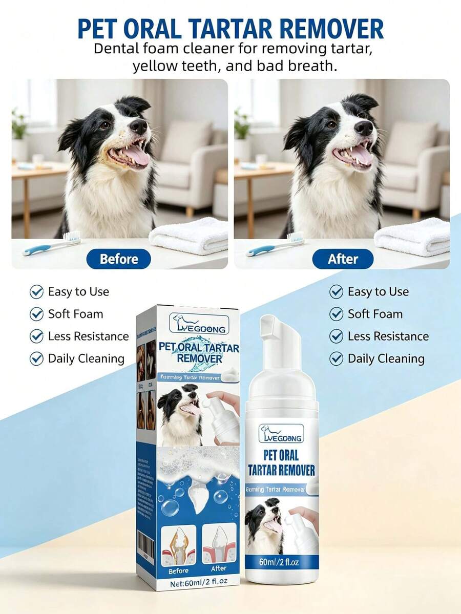 Pet Dental Tartar Remover, Dental Calculus & Yellow Teeth & Bad Breath Oral Foam Cleaner - View 1