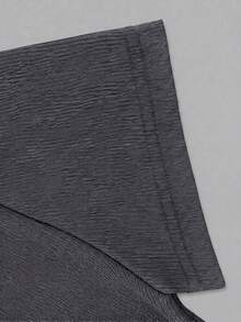 Top de manga corta 2 en 1 para mujer, diseño de tela acanalada con cuello cuadrado, patchwork acanalado y botones de una sola casual - Gris - Ver 6