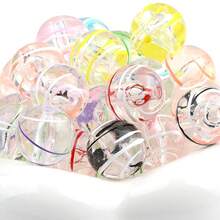 15pcs Decorative Acrylic Beads, Vibrant Cute Colorful Hand-Painted Transparent Round Straight Hole Uniform Size Unique Beaded Jewelry Making Accessories, Pendant Bracelet Necklace Set, Suitable For Vacation Casual Fashion Personalized DIY Handmade Crafts Materials - Multicolor - View 1