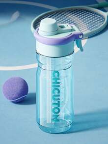Multifunctional Spray Plastic Water Bottle With Straw, Large Capacity Leakproof Flip Top Sport Tumbler, Portable Transparent Mist Spray Drinking Cup For Gym Camping Hiking Outdoor Daily Use - Multicolor - View 4