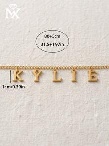 Light Luxury Fashion Unique Niche Customized English Letter Pendant Stainless Steel Waist Chain, Unique Niche Design, Fashion Light Luxury, Perfect For Mother's Day, Valentine's Day, Birthday, Anniversary, Graduation, Christmas And Other Occasions, Creative Fashion Gift For Loved Ones, Autumn Fashion Choice. - Gold - View 3