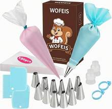 Piping Bags And Tips Set, 120 Pcs Cake Decorating Kit With 100 Disposable Piping Bags, Reusable Icing Bag, Frosting Tips, Couplers, Cake Scrapers - White - View 1