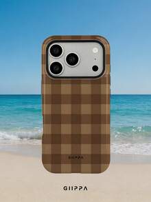 GIIPPA 1件復古咖啡棕棋盤格圖案設計手機殼，適用於Phone 17 Pro Max，相容Phone 16 Pro Max、15 Pro Max、14 Pro Max，韓系高端時尚趣味手機殼，相容11/12/13/14/15/75 Pro Max Plus，優雅設計適合男女，聖誕節、情人節、復活節、婚禮季與生日送給女友的完美禮物！ - 咖啡棕 - 查看 7