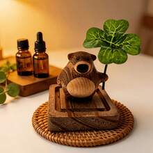 3pcs Creative 3D Bear Car Aromatherapy Ornament, Four-Leaf Clover Natural Walnut Wood Diffuser, Flameless Wooden Essential Oil Diffuser, Suitable For Car Dashboard, Home Decor And Gifts, No Fragrance Source - Multiple Styles - View 10