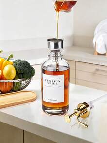 Coffee Syrup Dispenser. Home Storage Dispenser. For Milk, Tea, Syrup, Coffee, Milk Tea Durable Clear Glass Storage Bottle, Home Bar 500ml, Kitchen Utensils. Kitchen Supplies - Clear - View 5
