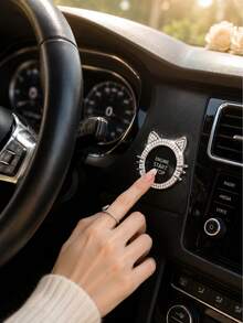 1pc Cat Ear Rhinestone Car Engine Start/Stop Button Ring, Shiny Crystal One-Touch Start Button Decorative Cover Sticker, Cute Sweet Female Car Accessory - Cute Cat Ears - View 8