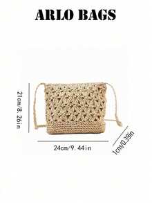 Fashionable Beige Women's Shoulder Bag, Straw Woven Bag, Bohemian Style, Suitable For Office Workers, Teachers, Young Women, Students, Mothers, Commuting, Shopping, Vacation, Daily Outings And Weekend Short Trips. - Beige - View 3