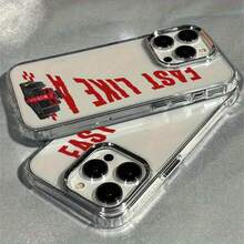 1pc Racing Pattern Black & Silver Phone Case Compatible With Apple Phones - Multicolor - View 4