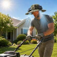 XinKe Solar Fan Cap, UV Resistant Outdoor Wide Brimmed Fisherman's Cap, With 180 ° Adjustable Fan, UPF50, USB And Solar Power Supply, Suitable For Beach, Camping, Outdoor, Fishing - A - 查看 6