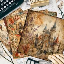 24pcs 6*6 Inch Vintage Magic Fairy Tale Castle Theme Scrapbook/Journal Paper, Suitable For Collage, Origami And Journaling Materials, DIY Paper, Handmade Scrapbook, Bullet Journal, Greeting Cards, Gift Wrapping - Square - View 6