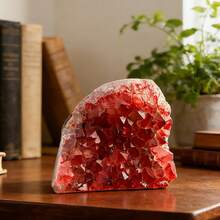 Stonehaven 1pc Natural Amethyst Crystal Cluster Miniature Decor, Electroplated Burgundy Craft. Healing Crystal Energy Ornament. Good Luck, Wealth, Mysterious Energy - Multicolor - View 6